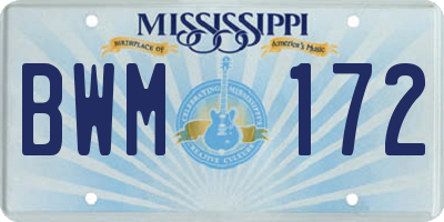 MS license plate BWM172