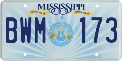 MS license plate BWM173