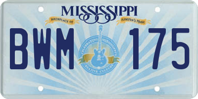 MS license plate BWM175