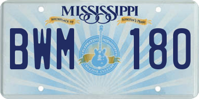 MS license plate BWM180