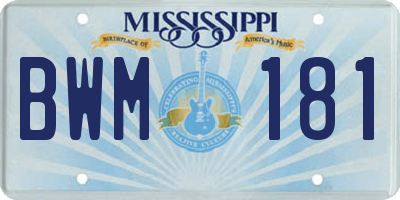 MS license plate BWM181