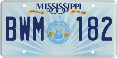 MS license plate BWM182