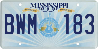 MS license plate BWM183