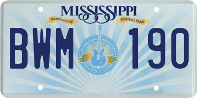 MS license plate BWM190