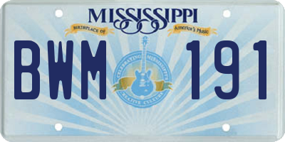 MS license plate BWM191