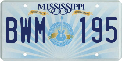 MS license plate BWM195