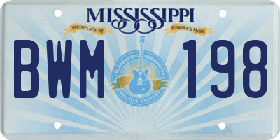 MS license plate BWM198