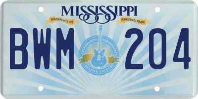 MS license plate BWM204