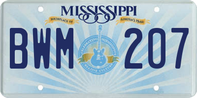 MS license plate BWM207
