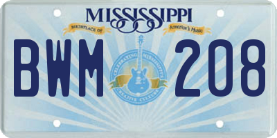 MS license plate BWM208