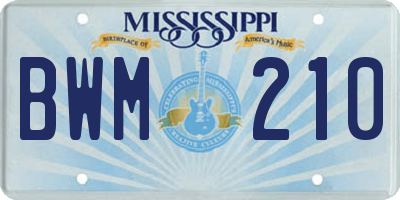 MS license plate BWM210