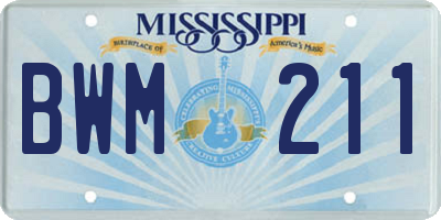 MS license plate BWM211