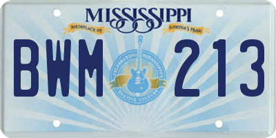 MS license plate BWM213