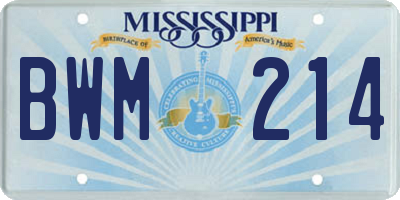 MS license plate BWM214
