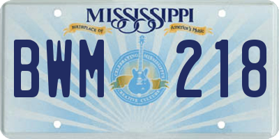 MS license plate BWM218