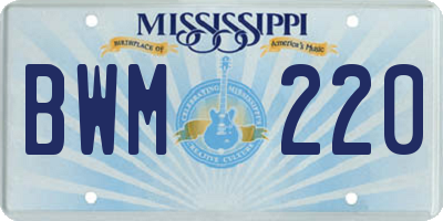 MS license plate BWM220