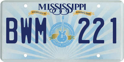 MS license plate BWM221