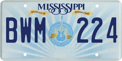 MS license plate BWM224
