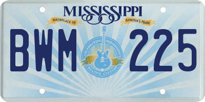 MS license plate BWM225