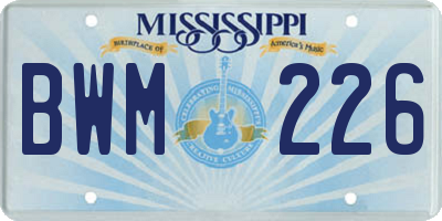 MS license plate BWM226