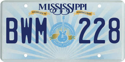 MS license plate BWM228