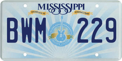 MS license plate BWM229