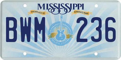 MS license plate BWM236