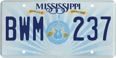 MS license plate BWM237