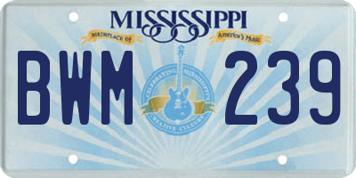 MS license plate BWM239