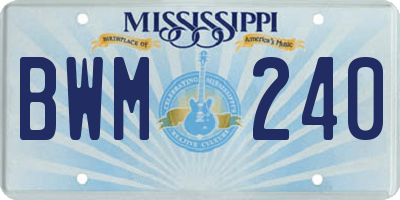 MS license plate BWM240