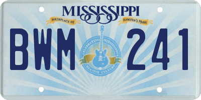 MS license plate BWM241