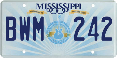 MS license plate BWM242