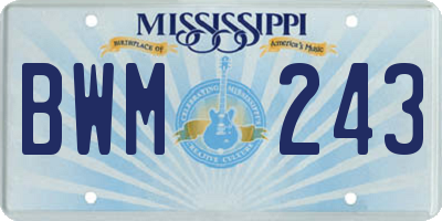 MS license plate BWM243
