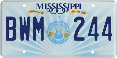 MS license plate BWM244