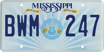 MS license plate BWM247