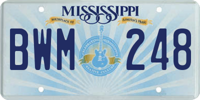 MS license plate BWM248