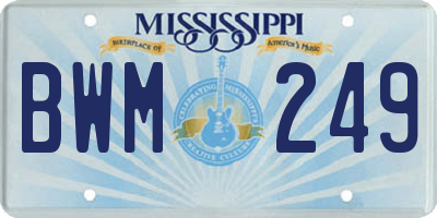MS license plate BWM249