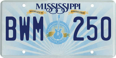 MS license plate BWM250