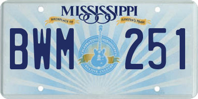 MS license plate BWM251
