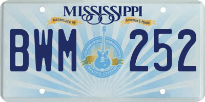 MS license plate BWM252