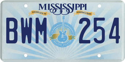 MS license plate BWM254