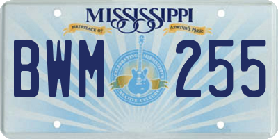 MS license plate BWM255