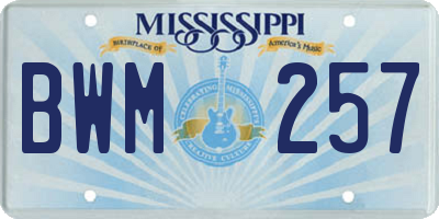 MS license plate BWM257