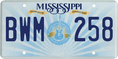 MS license plate BWM258