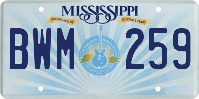 MS license plate BWM259