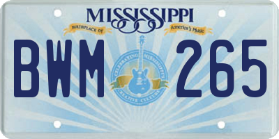 MS license plate BWM265