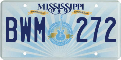 MS license plate BWM272