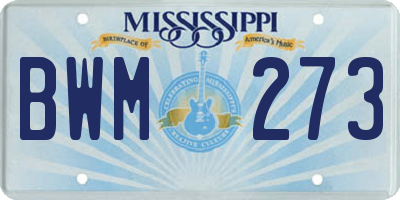 MS license plate BWM273