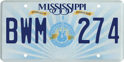 MS license plate BWM274
