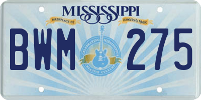 MS license plate BWM275